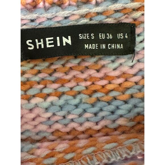Shein pink blue orange stripes sweater size Small - Picture 3 of 12
